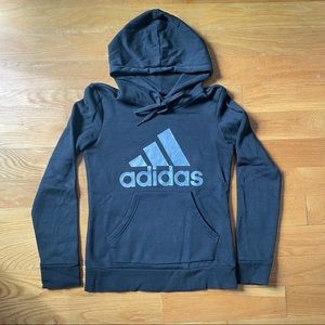 Adidas Fleece Hooded Sweatshirt Black Purple Irridescant Size XS